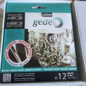💰PEBEO 766550 Gedeo Mirror Effect Leaves Adhesive Sheet, Silver. NWTS-